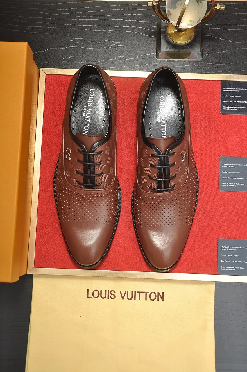 Men's shoes💰460💶【LOUIS VUITTON】(sheepskin lining) new cowhide LV formal shoes🎩🎩❗️🆘made one to one at the counter🎩original quality, imported cowhide upper➕full sheepskin lining➕original rubber outsole, {high quality visible}👣Size: 38-45 (45 custom-made)